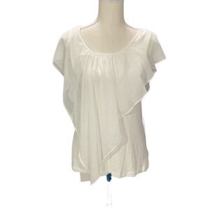 NWT A. Buyer Off White Tank Top Metallic Overlay Draped Size Large